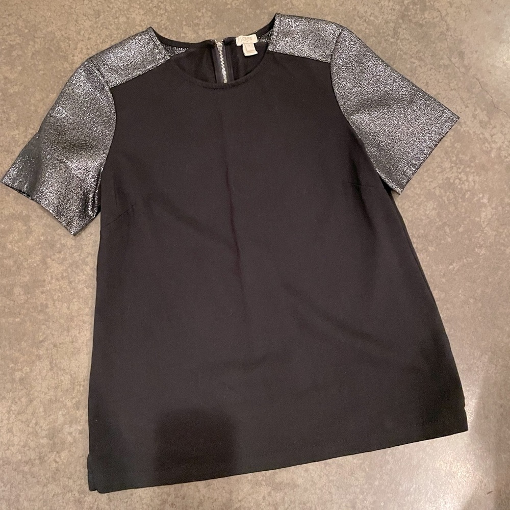NWOT J. Crew Party Blouse Sz S Black & Shimmer